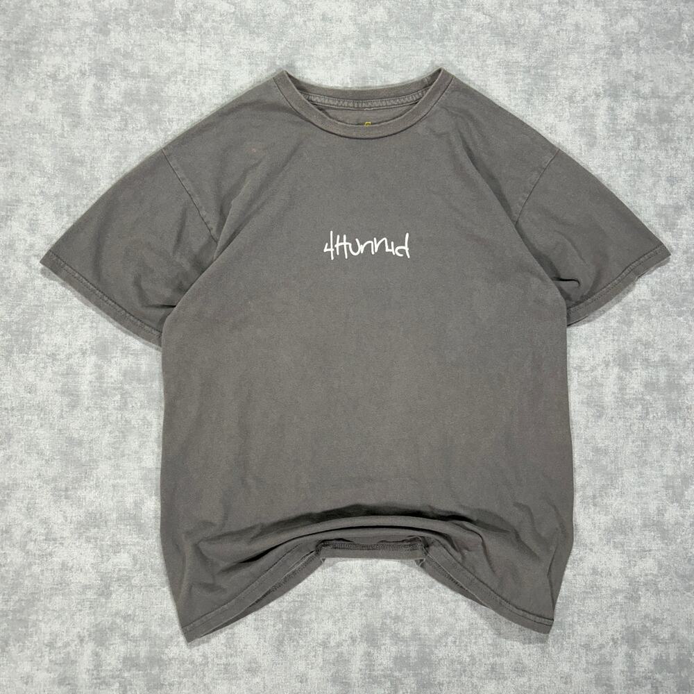 4Hunnid YG grey graphic streetwear short sleeve tshirt mens Medium